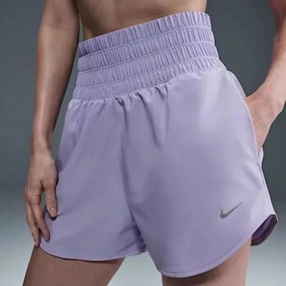Nike One Ultra High Waisted Smocked Running Shorts Purple XL Gym Workout